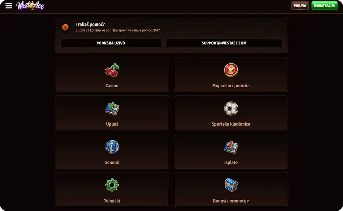 westace casino česta pitanja