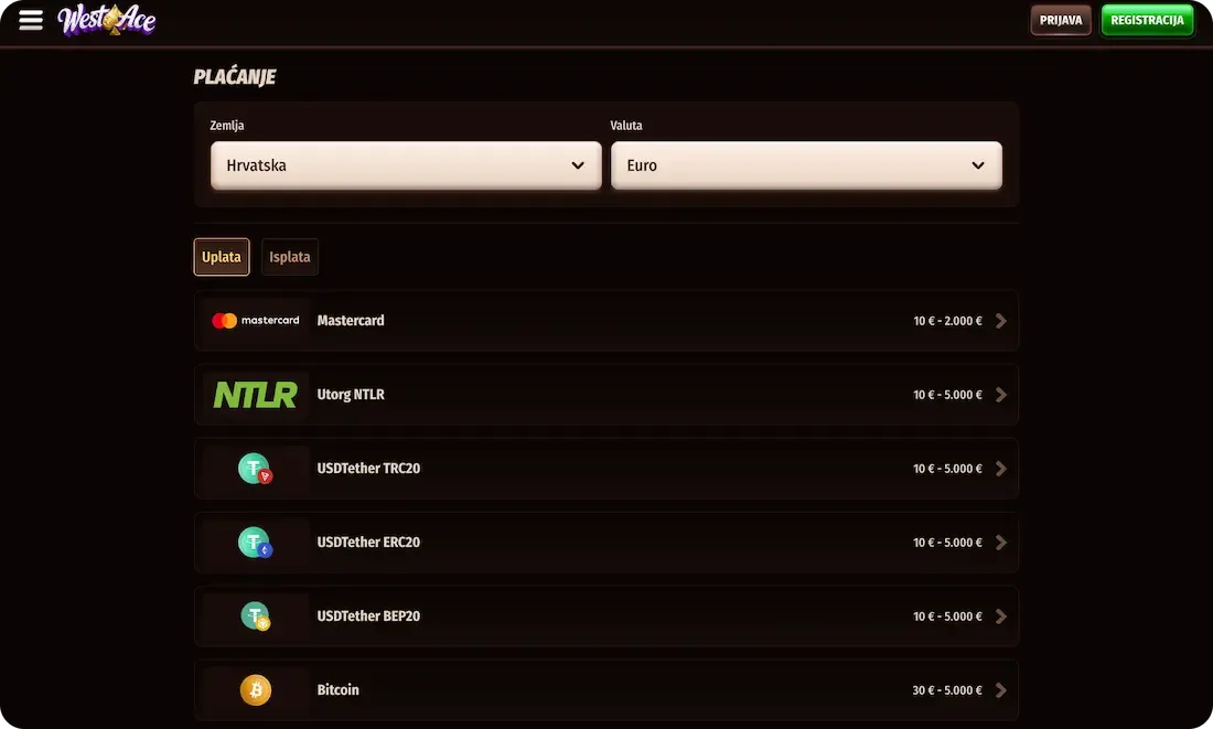 westace casino uplate