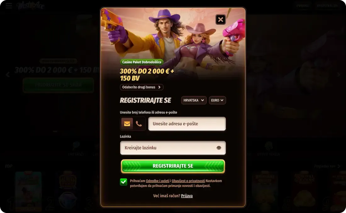 westace casino registracija